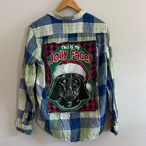 Starwars "This is my Jolly Face" Darth Vader Plaid Button-Up Shirt